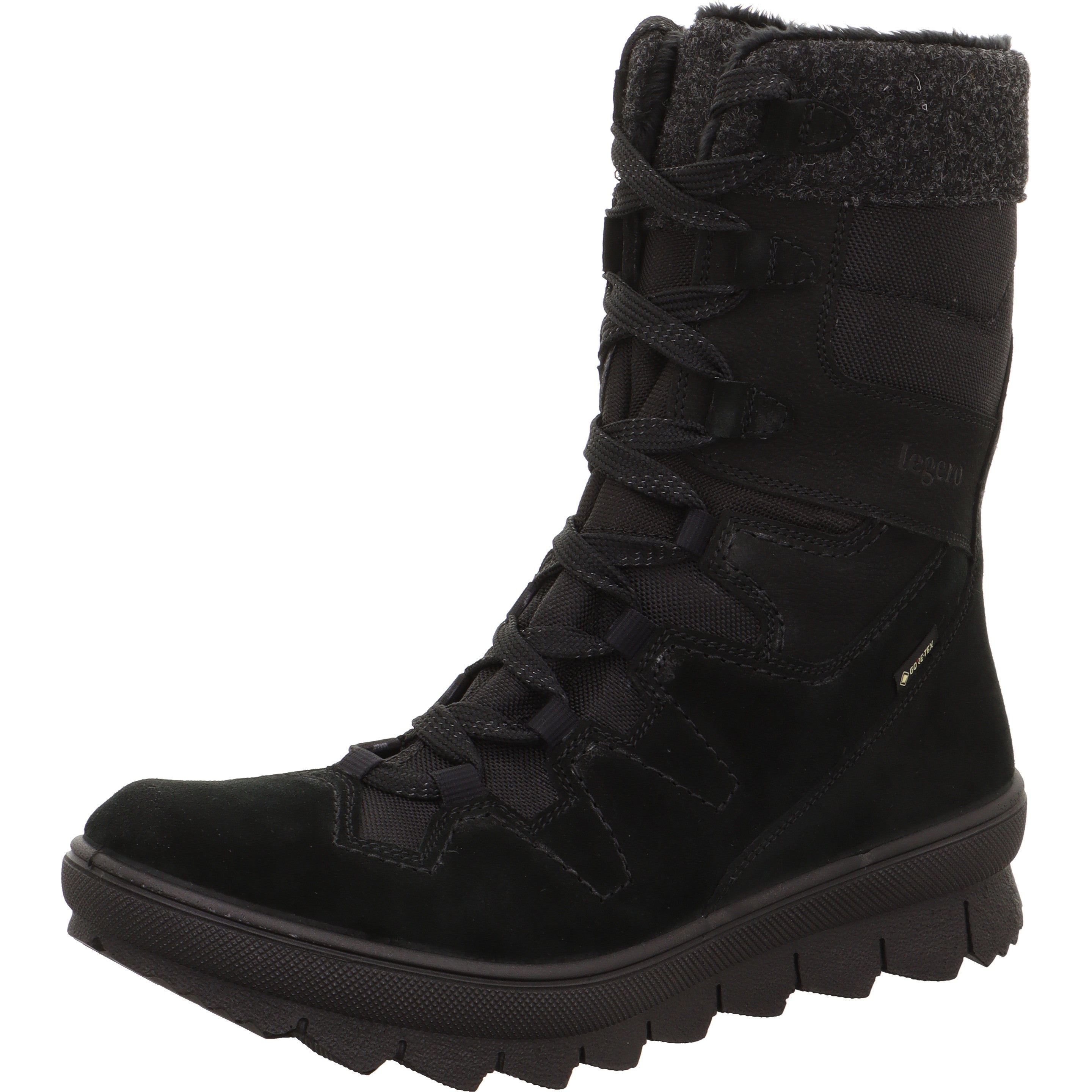 Legero NOVARA Damen Schnürboots - Material: Leder/Textil in Schwarz