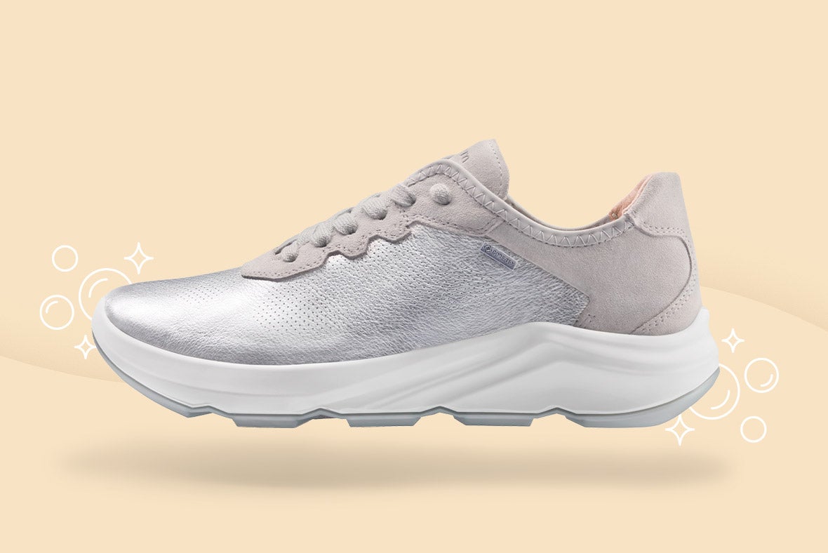 GORE-Tex legero BLISS Damen Sneaker low mit Schnürung - Material: Effektleder - Farbe: Silber Metallic