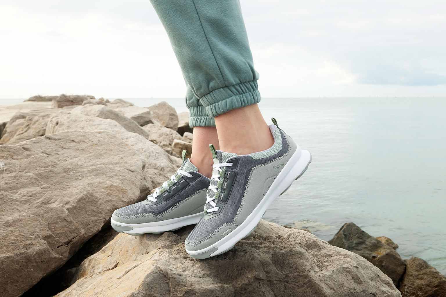 legero READY Damen Sneaker low mit Schnürung - Material: Textil - Farbe: Grau