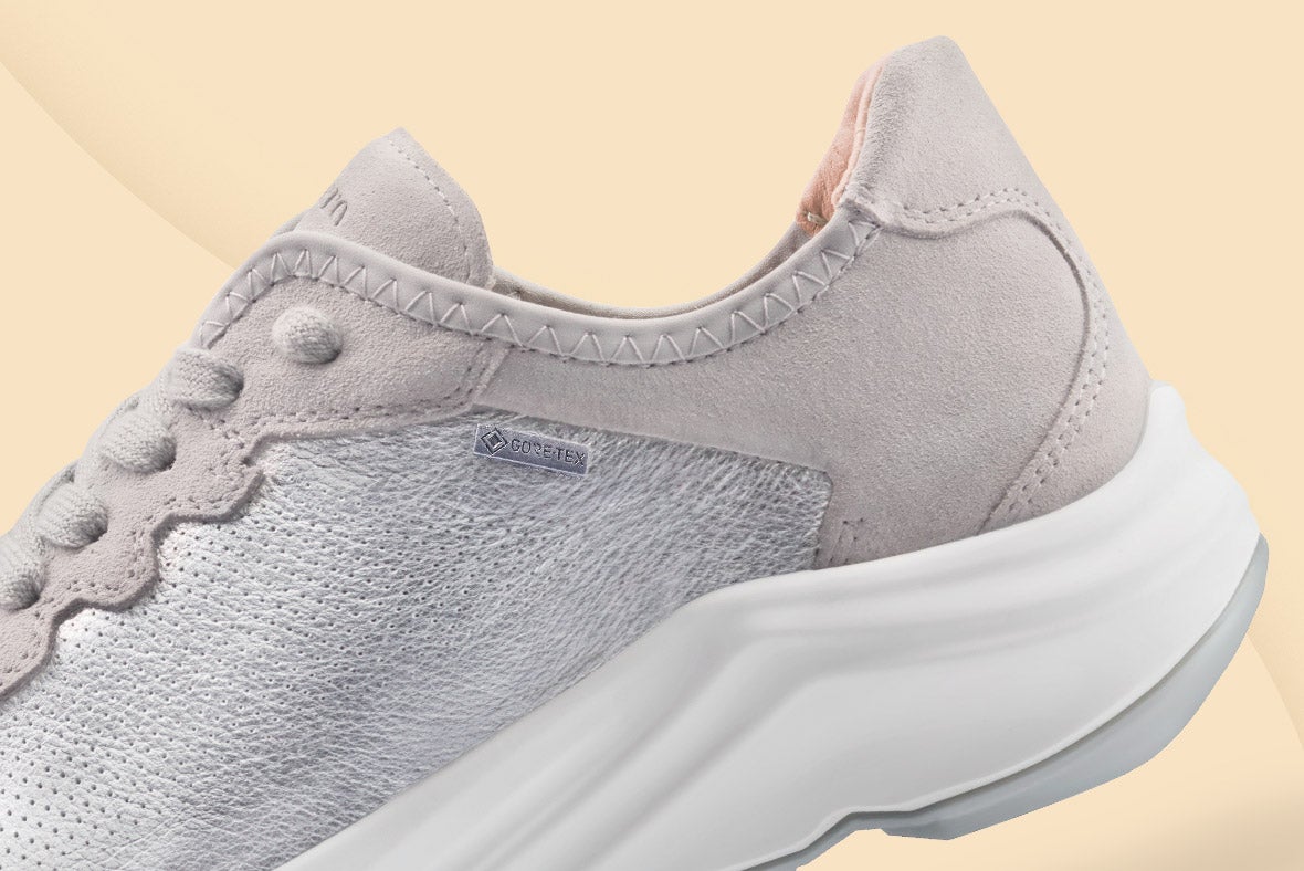 GORE-Tex legero BLISS Damen Sneaker low mit Schnürung - Material: Effektleder - Farbe: Silber Metallic