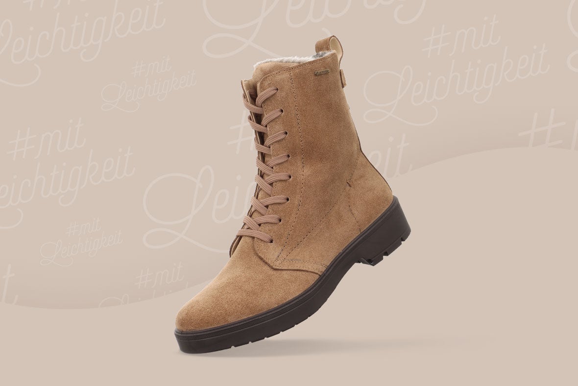legero MYSTIC Damen Stiefelette mit Reißverschluss - Material: Veloursleder - Farbe: braun