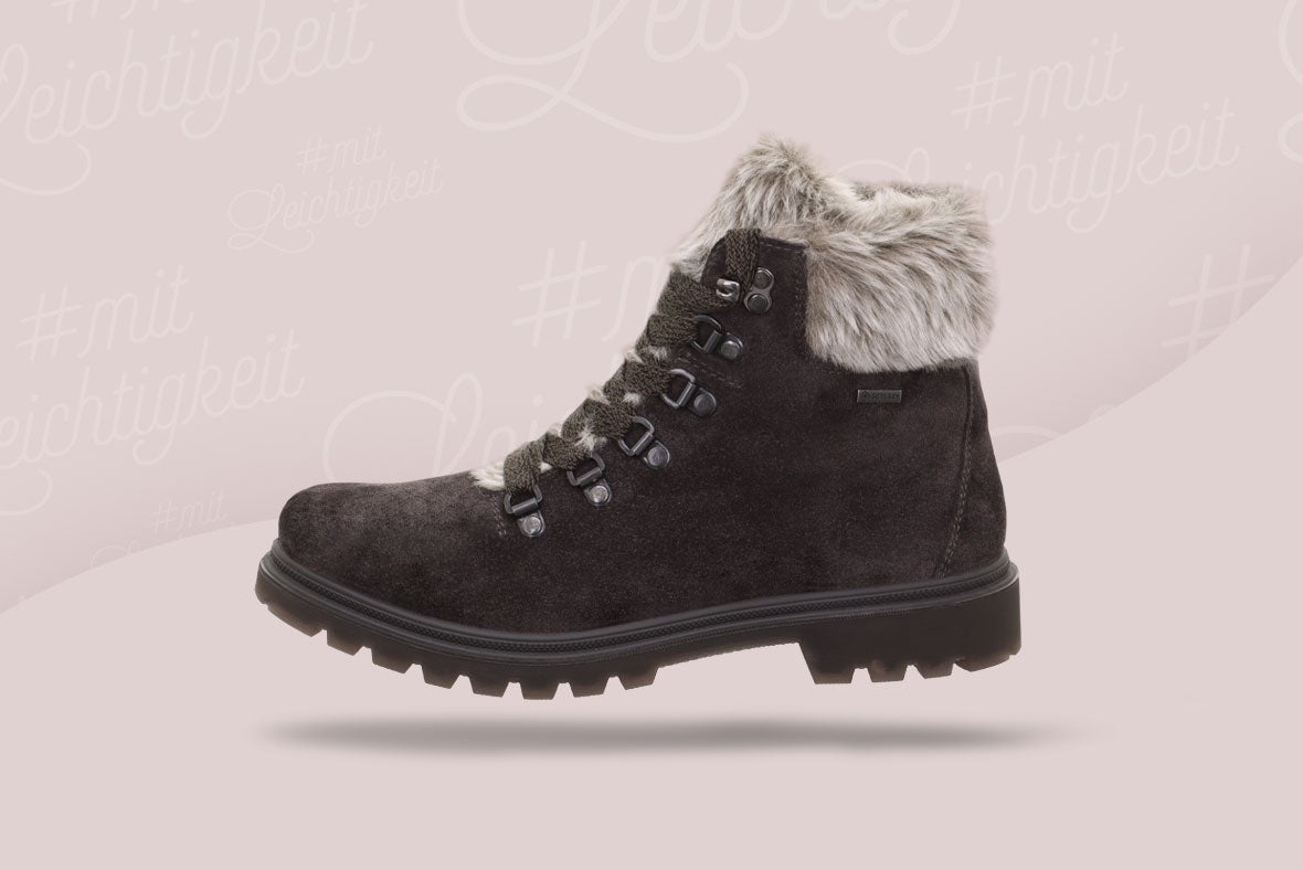 legero MONTE Damen Stiefelette mit Schnürung - Material: Veloursleder - Farbe: grau