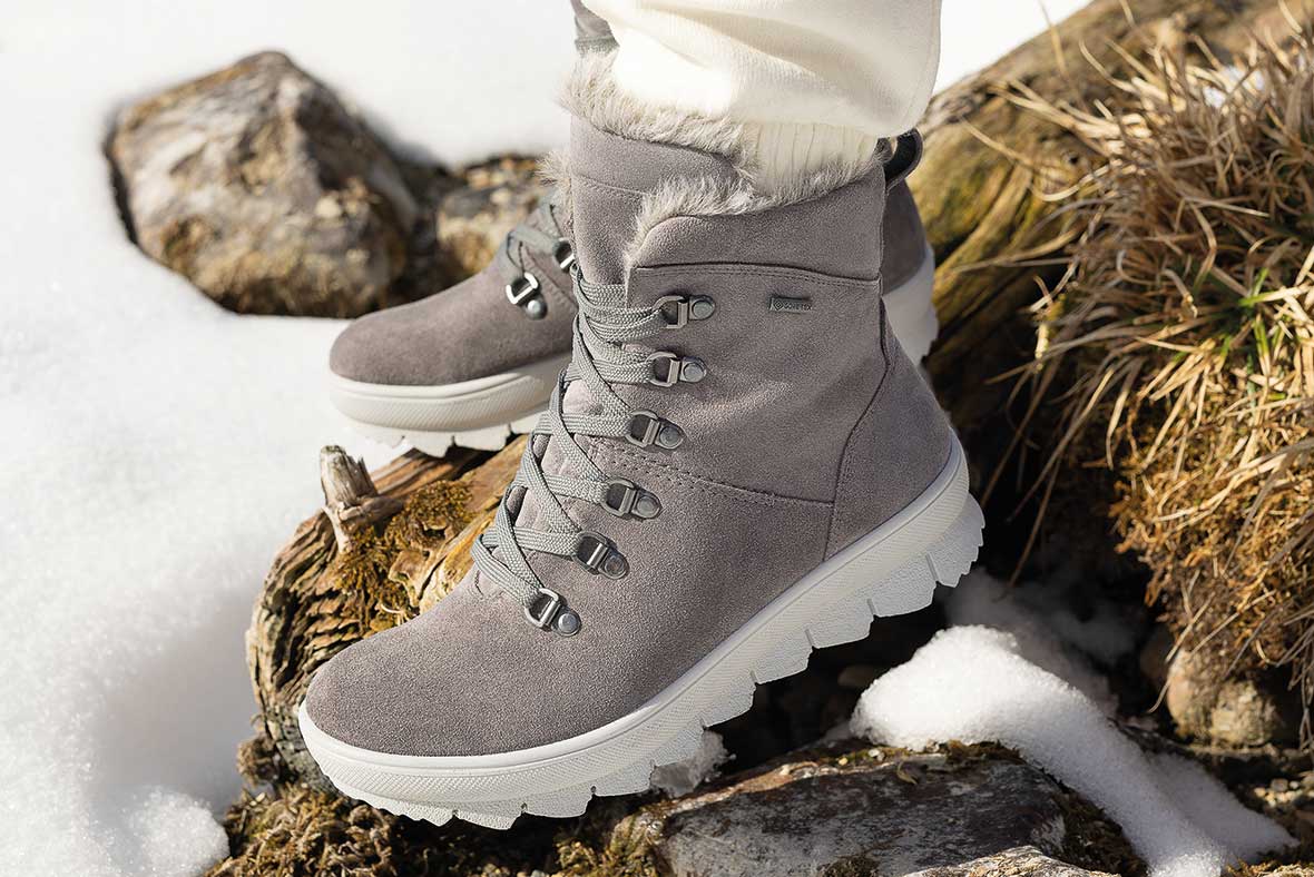 legero NOVARA Damen Stiefelette mit Schnürung - Material: Veloursleder - Farbe: Grau