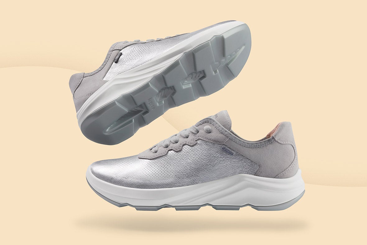 legero BLISS Damen Sneaker low mit Schnürung - Material: Effektleder - Farbe: Silber Metallic