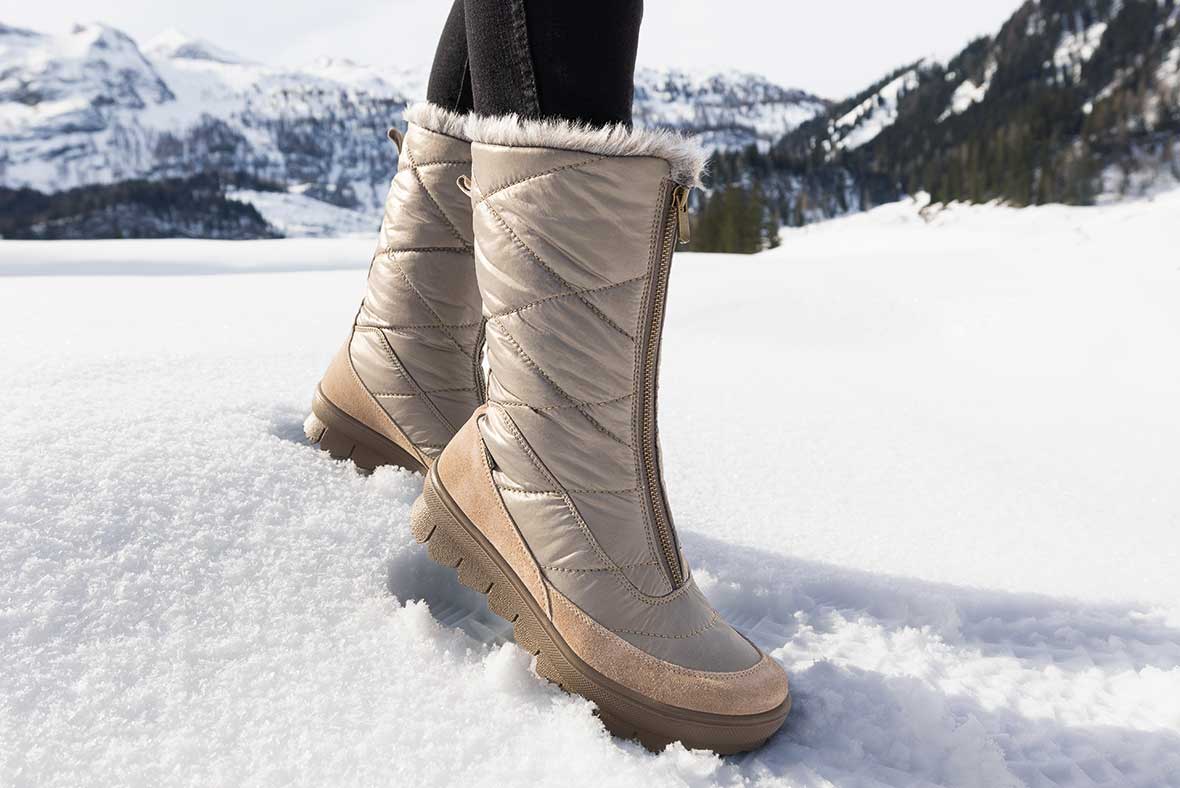 legero NOVARA Damen Stiefel mit Reißverschluss - Material: Textil - Farbe: beige