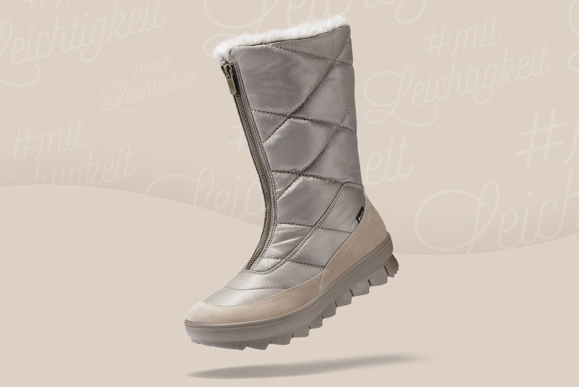 legero NOVARA Damen Stiefel mit Reißverschluss - Material: Textil - Farbe: beige