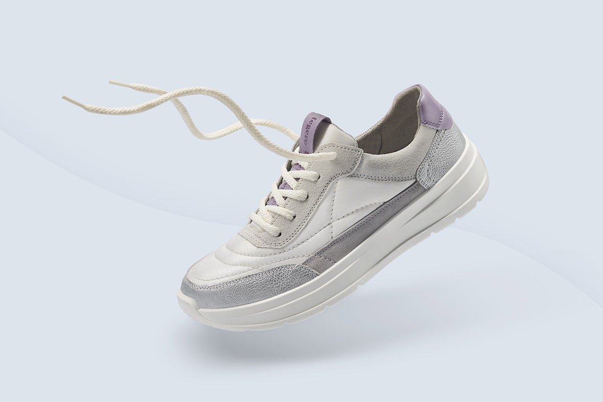 legero SPRINTER Damen Sneaker low mit Schnürung - Material: Veloursleder - Farbe: Weiss
